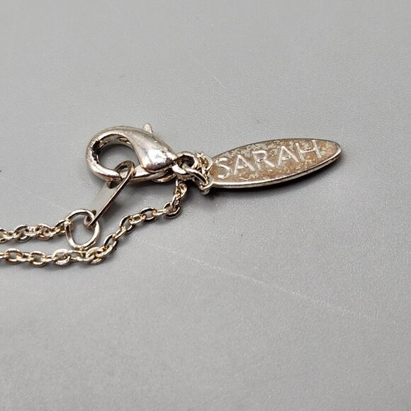 SARAH Blue Pointed Oval Necklace Earrings Set Silver Tone - Picture 11 of 14